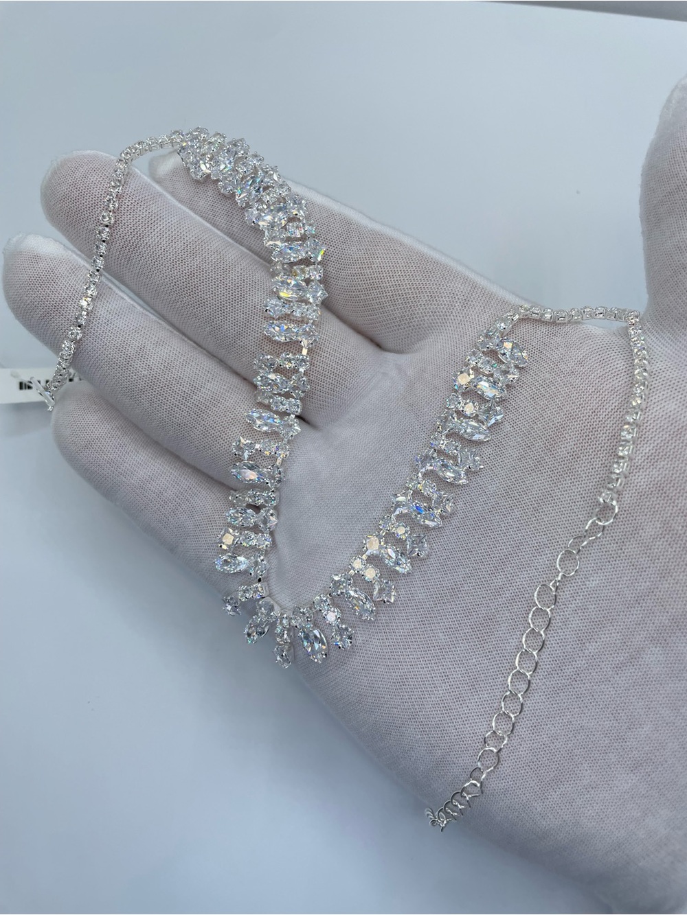 Swarovski Crystal Elements White Swarovski Crystal Art Deco Tennis Necklace - Picture 9 of 11